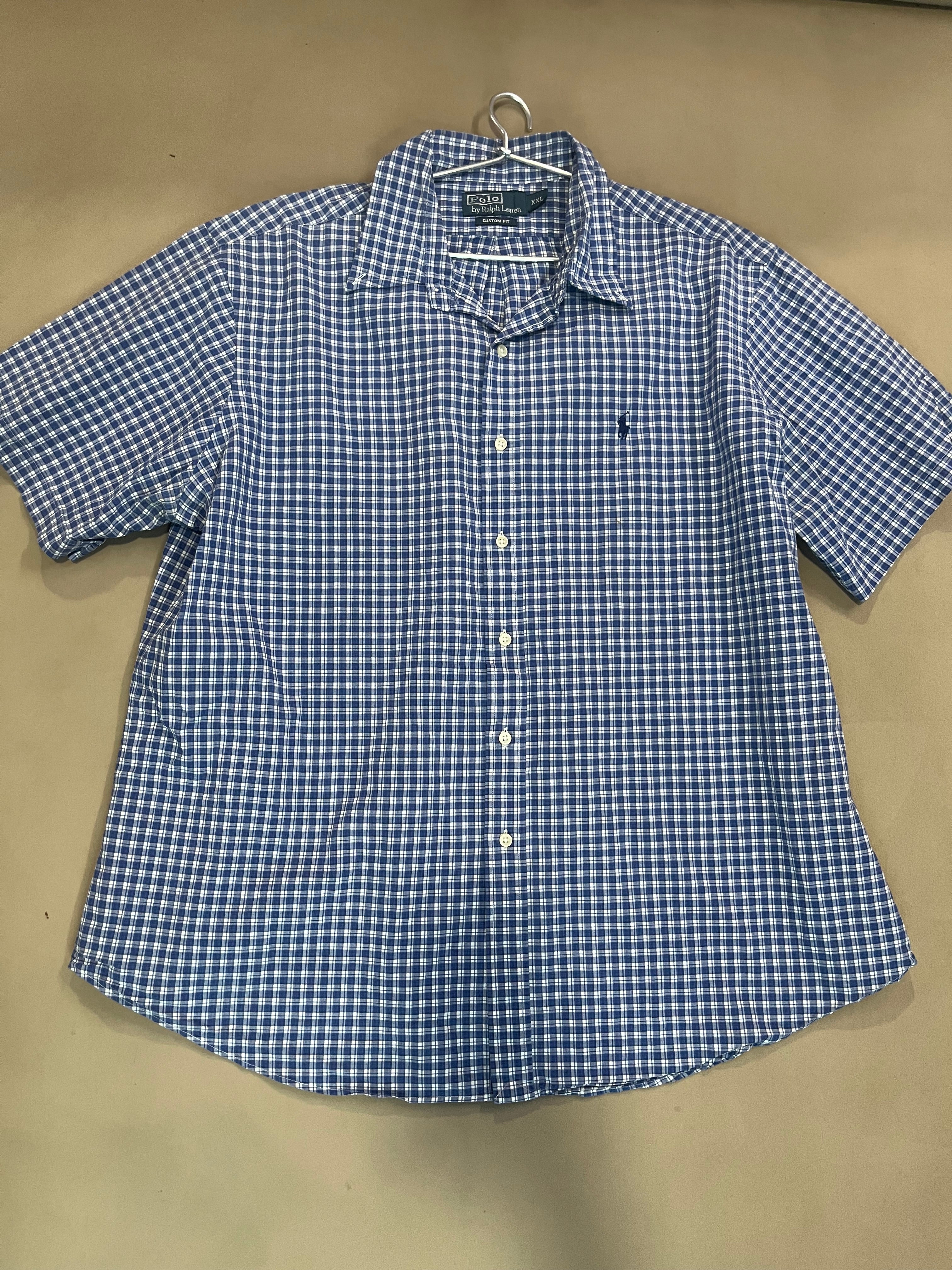 Pre-owned VINTAGE Polo Ralph Lauren Custom Fit Shirt Half Sleeves (xl)